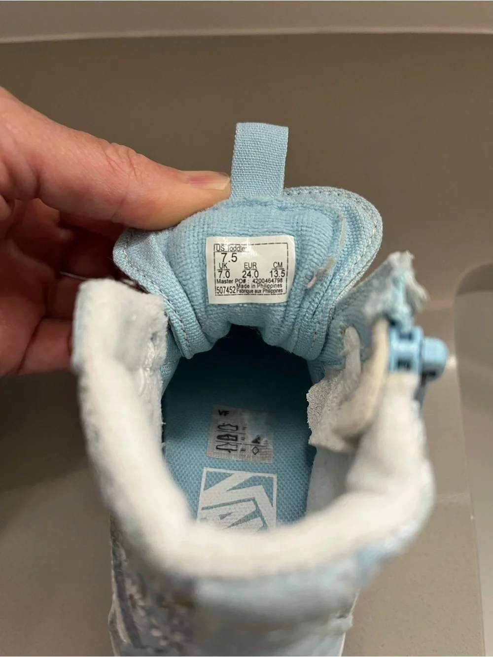 VANS Toddler High-Top Sneakers in Light Blue with Daisy Print